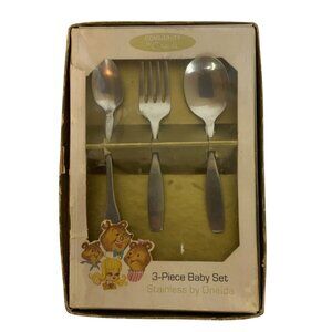 Oneida Community Stainless Paul Revere 3-Piece Baby Set Fork Spoon 1950s
